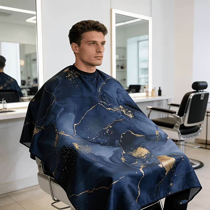 TEMU Marble Pattern Hairdressing Cape, Professional 2d Printed Salon Apron, Adjustable Neck Size Barber Cape, Comfortable And Durable Fabric, Unisex,