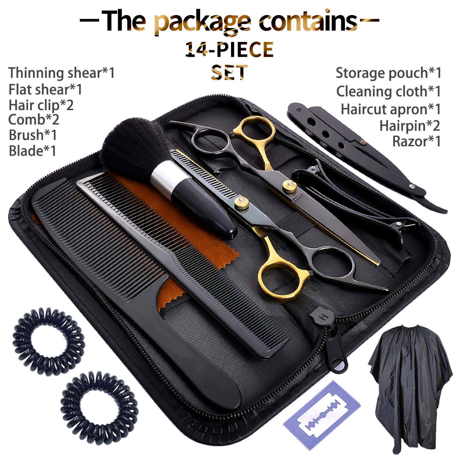14pcs professional hair cutting scissors kit shears for men and women with thinning blending and cutting functions complete for barbers and stylists details 3