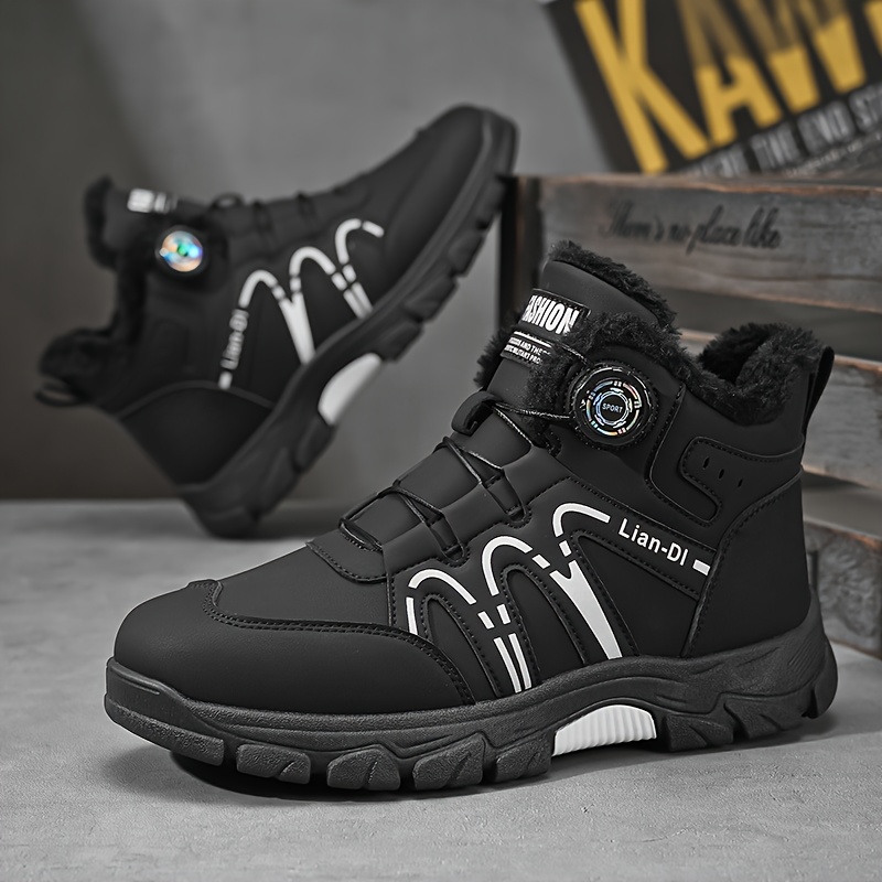 Herren Winter Sneakers - Slip-Resistent Tractie Buiten, Gevoerde EVA Inlegzool & PU Bovenwerk - Lage Veterschoenen in Mosterdgeel/Zwart voor Dagelijks Gebruik, Kantoor, Semi-Formeel - Koude Weer Schoeisel, Outdoor Wandelen, Stijlvolle Voetkleding, Warme Voering, Urban Wear