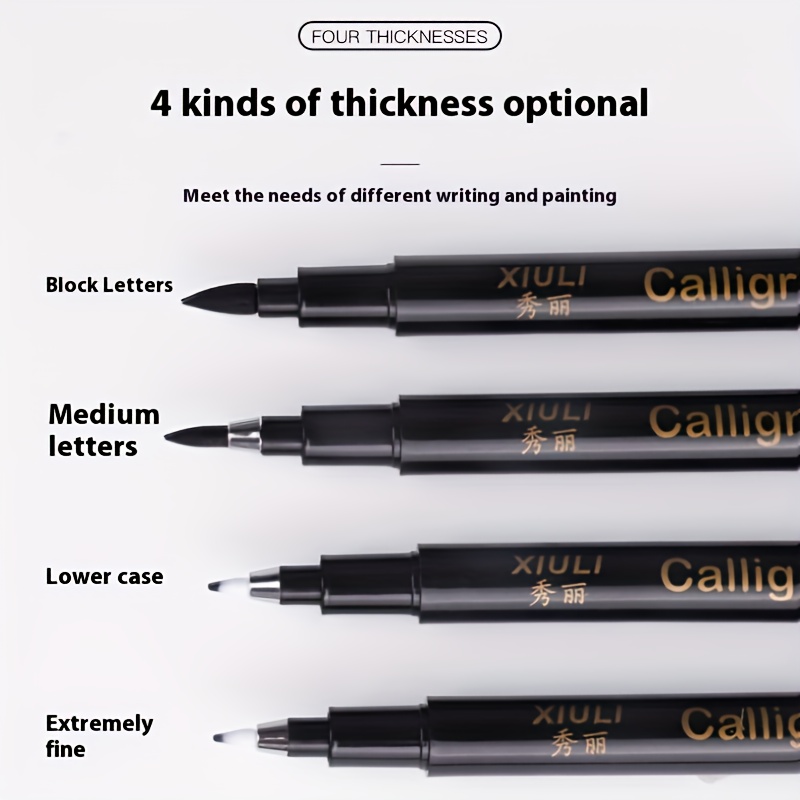 4pcs Calligraphy Brush Set, Featuring Fine And Thick , Ideal For Painting And Coloring On Plastic Surfaces - An For Beginners And Artists, Suitable For Calligraphy