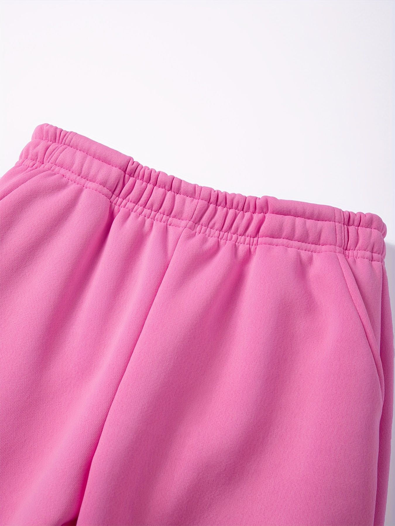 Girls' 4pcs Solid Color Cuffed Jogger Pants Set