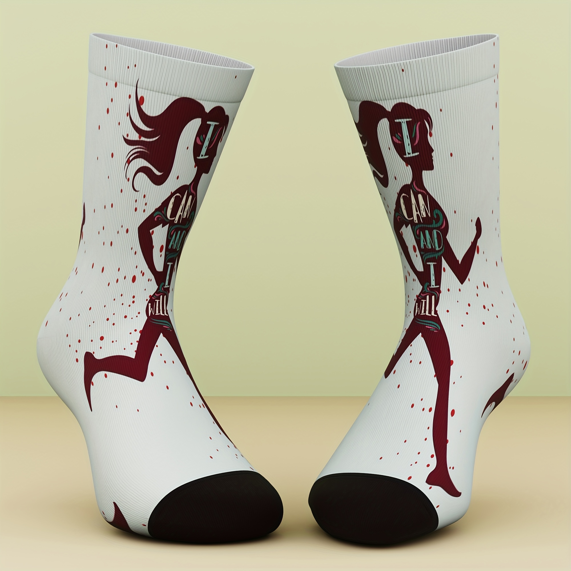 TEMU 1 Pair Unisex Socks, Creative Beautiful Women's Sports Pattern, Fresh And Bright, Fashionable And Comfortable, Sock Gift, Suitable For Outdoor