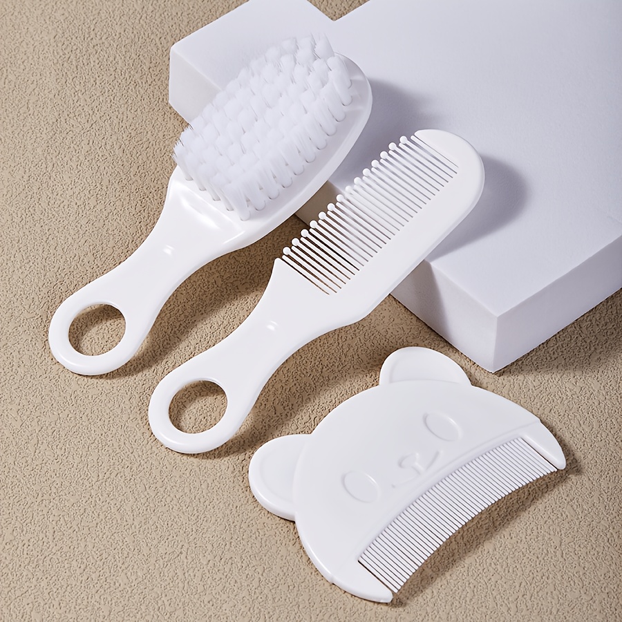TEMU 3pcs Set Baby Hairbrush Newborn Scabies Comb Men And Women Washing Comb Newborn Scabies Removal Cartoon Bear Comb Set, Hair Comb, Bath Brush