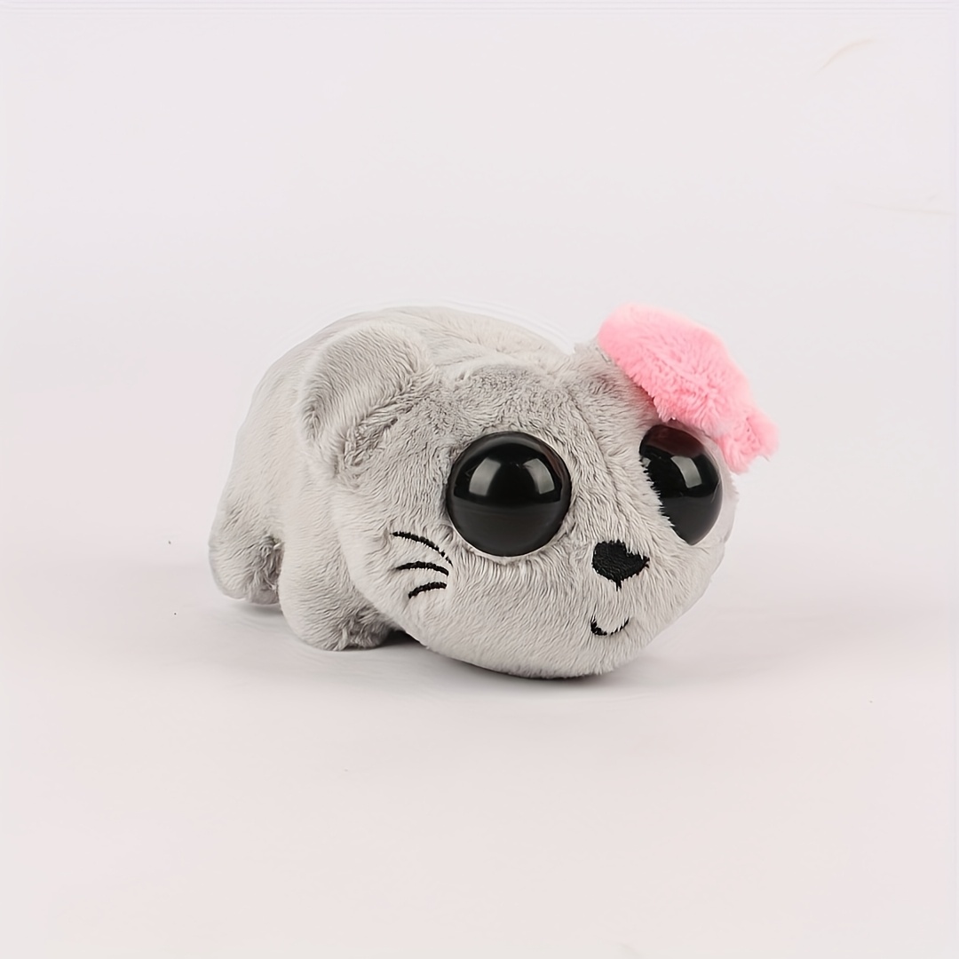 Image of 1pc Sad Hamster Meme Plush Toy - Cute Gray Mouse Stuffed Animal With Pink Hat, Perfect Gift For , Ideal For Christmas & Halloween Room Decor, Plush Mouse Toy