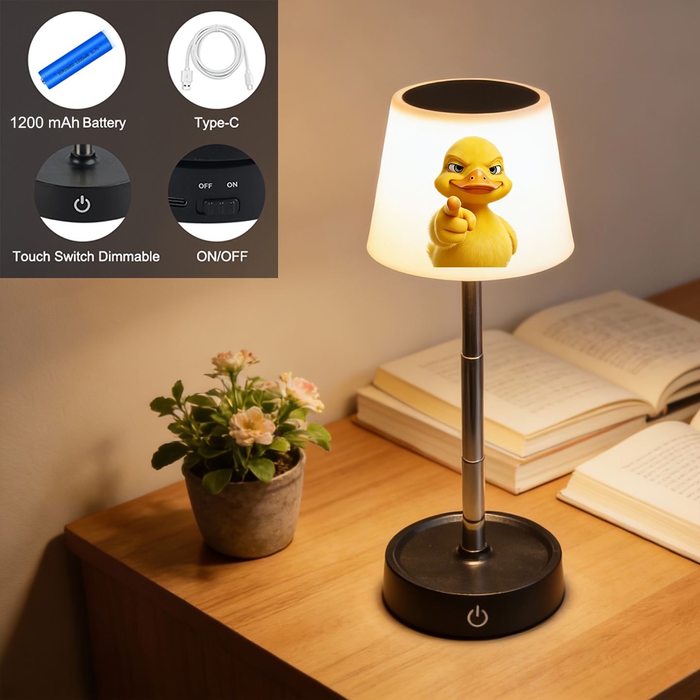 Cute Yellow Duck Pattern Adjustable Height Office Lamp