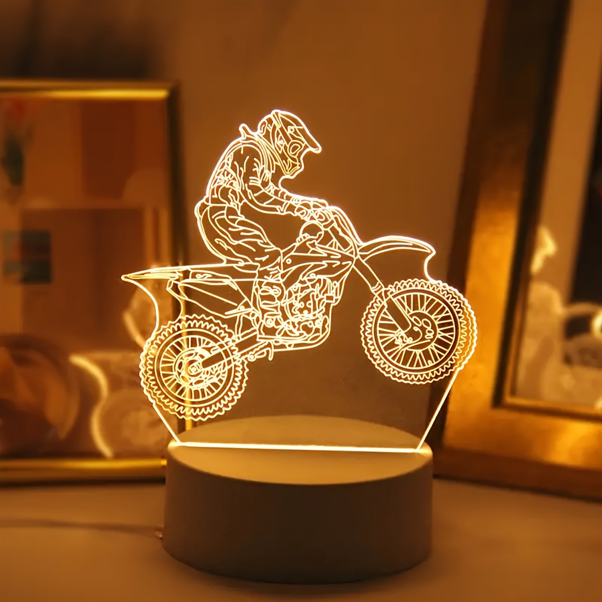 

Veilleuse LED 3D de Course de Moto - Alimentée par USB, Lueur Chaude, Décoration pour Bureau & Chambre, Cadeau Idéal pour les Passionnés de Sport