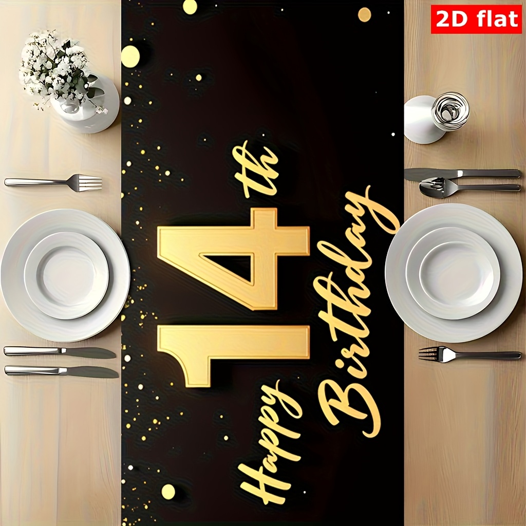 Table Runner 1pc, Happy Th Birthday, Suitable For Kitchen And Dining Room Decor, Perfect For Home Parties And Indoor/outdoor Dining, An Elegant Spring/ To Any Ambiance, Dining Room Accessories.