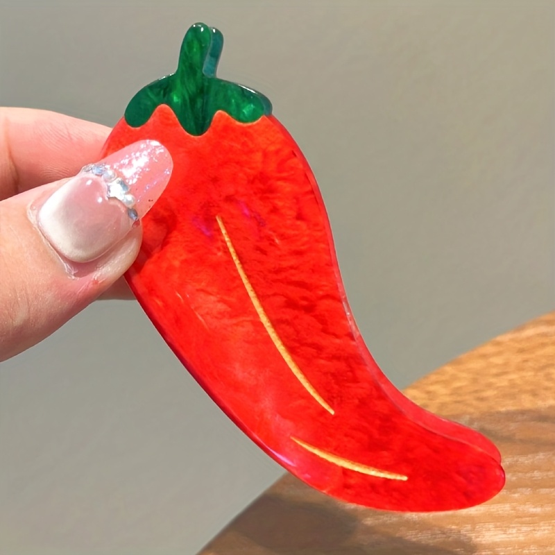 1 Cartoon Hair Clip, Cute Realistic Chili Pepper Claw Clip, Half-updo Fun Shark Clip Hair Accessory