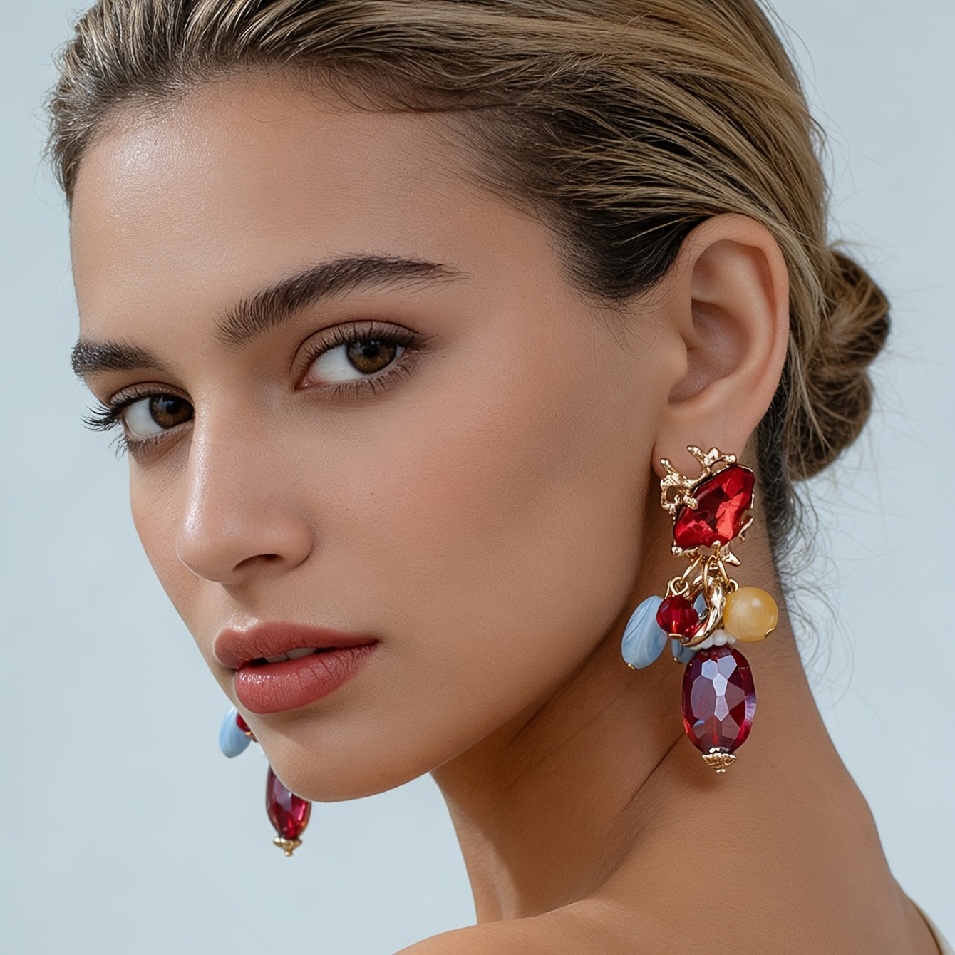 TEMU 1 Pair Retro Elegant Resin Bead Earrings Women's Holiday Birthday Date Prom Party Vacation Shopping Daily Commute Additions