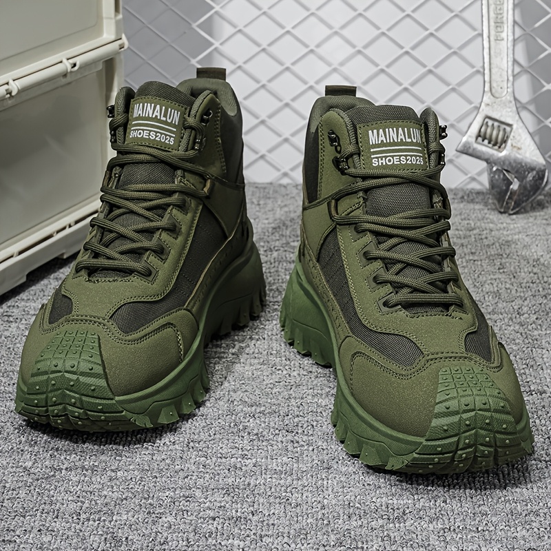 TEMU Autumn New High-top And Large-sized Sports Hiking Shoes For Autumn, Comfortable Thick-soled Lightweight And Casual Hiking Shoes, Suitable For