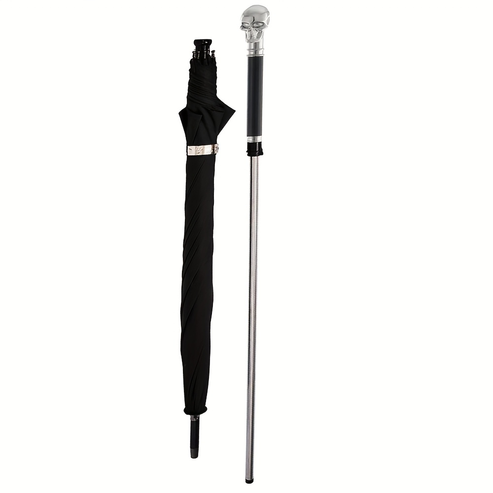 Fashion Skull Cane-umbrella 2-in-1, Lightweight And Portable, Suitable For Men And Women - Ideal For Outdoor Hiking, Camping, Rock Climbing, Cosplay, And Parties - For Halloween And Costume Events