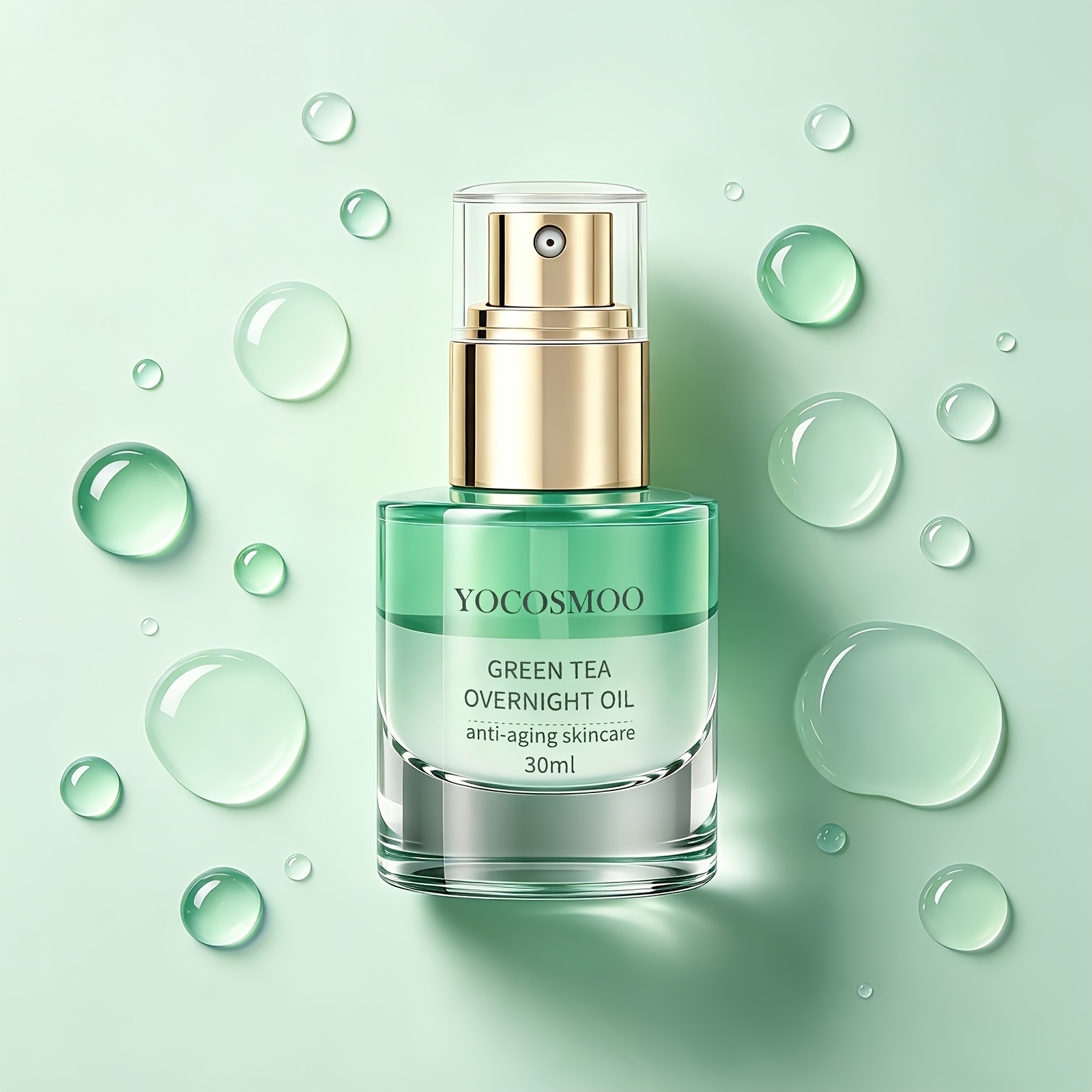 Image of Yocosmoo Green Tea Overnight Oil Skincare Facial Oil With Camellia Seed Oil Boost Radiance Green Tea Face Oil - Serum Hybrid Avocado Oil Night Oil