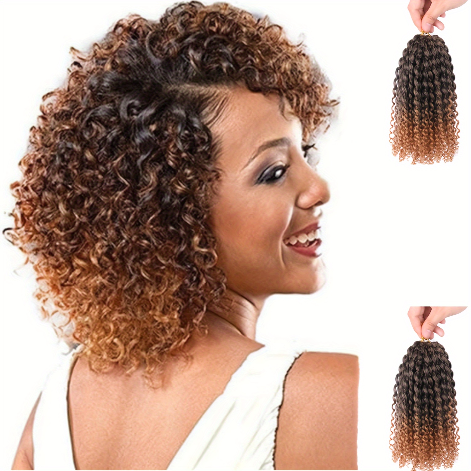 8 Inch Short Bob Crochet Hair 3 Packs Passion Twist Hair Afro Curly Crochet Hair For Women Water Wave Crochet Braids Hair For Daily Wear