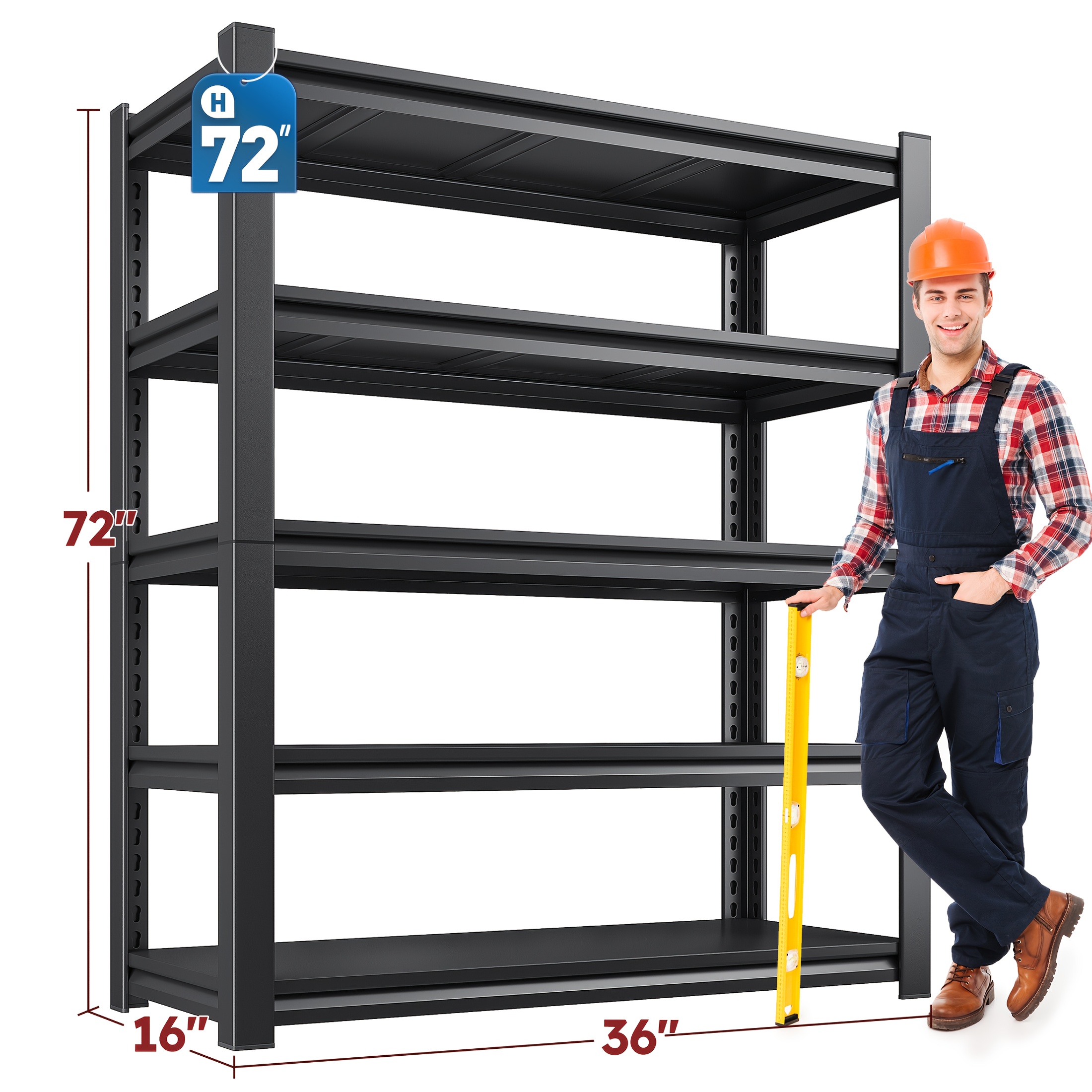 TEMU Reibll Storage Shelves 5 Tier Adjustable Garage Storage Shelving, Heavy Duty Metal Storage Utility Rack Shelf Unit For Closet Kitchen, 72" H X