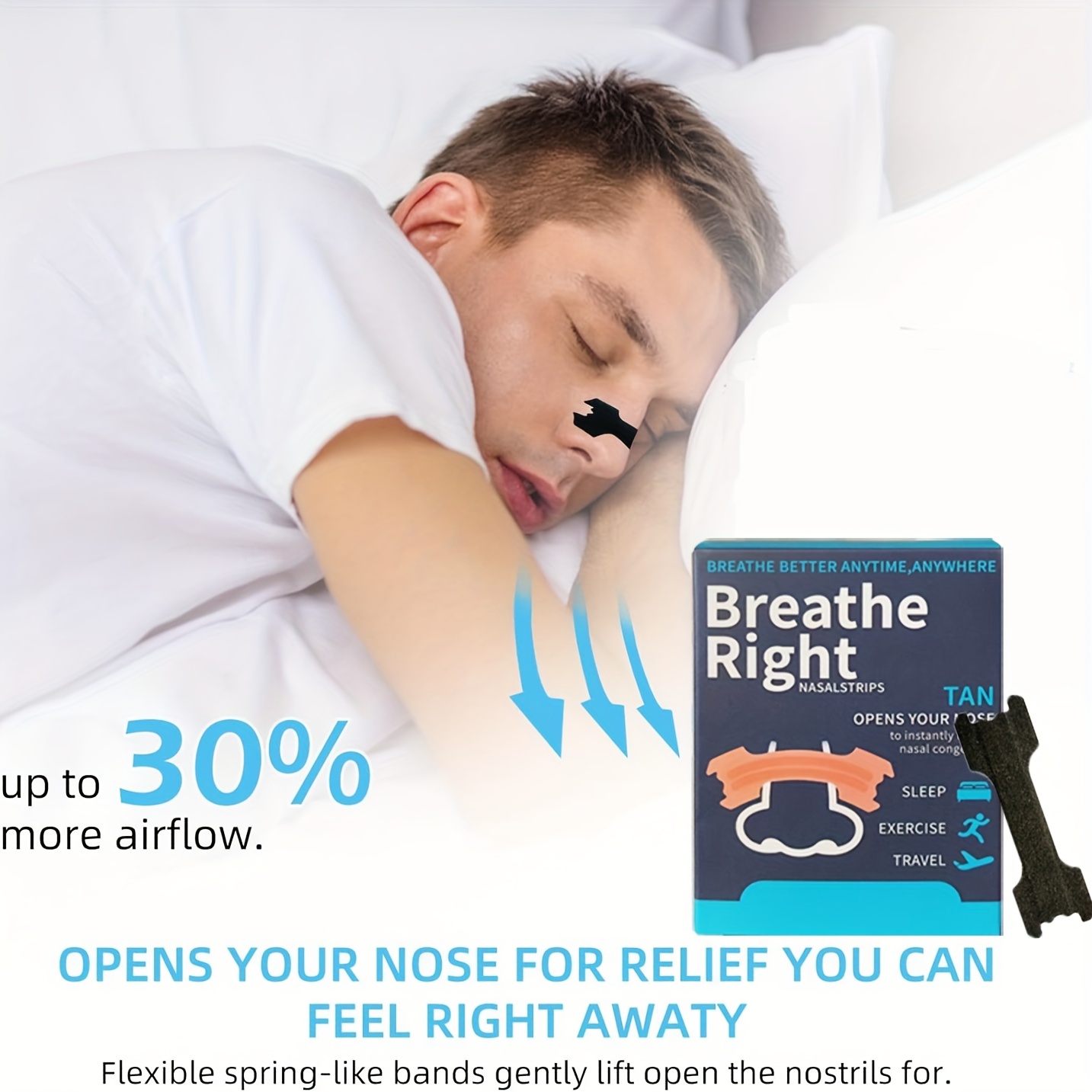 30/40/50/60pcs of nasal ventilation patch, multifunctional sleep patch, used to regulate breathing and sleep assistance patch, comfortable and breathable, easy to use, is the perfect sleep accessory