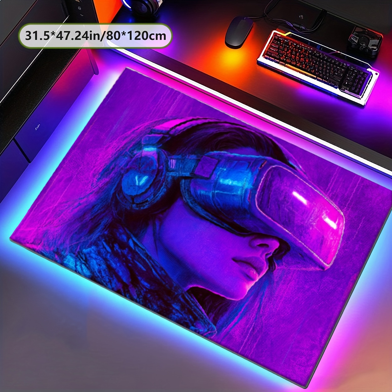 TEMU 1pc Zulida Vr Gaming Mat Floor Mat - Large Format (2.16m²/+) Gaming Mat With Non-slip Backing, Machine Washable Vr Character Design In