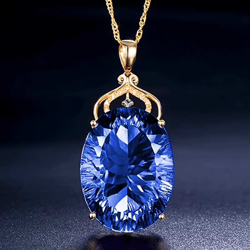 Image of 1pc Fashion Synthetic Crystal Pendant Necklace Elegant Luxurious -match Style Women's Pendant Necklace