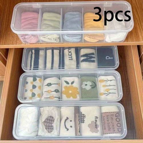 3pcs Transparent Underwear Sock Storage Box with Lid, Multi-Compartment Clothes Organizer for Home, Dorm, School, Holiday Gift Storage Box, Storage Box for Clothes, Panty Organizer Storage, Closet Drawers, Sock Organizer for Drawer, Storage Clothes, , Dorm Storage, , Multicompartment Organizer, Lightweight Container, Durable Storage, Clothes Divider, Drawer Organizer, Minimalist Lifestyle, Busy Professionals