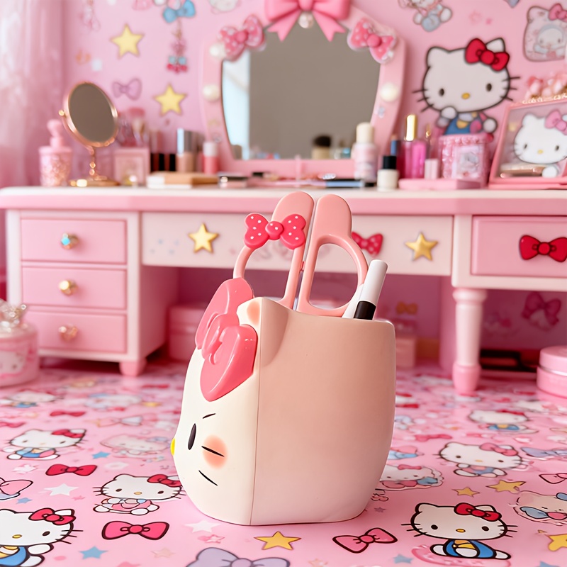 Sanrio Hello Kitty Pen Holder, a Cute Cartoon-Shaped Desktop Storage Box. This Adorable Kitty Design Multifunctional Storage Cylinder Can Hold Pens, Markers, Various Brushes 16 Sanrio Hello Kitty Pen Holder, a Cute Cartoon-Shaped Desktop Storage Box. This Adorable Kitty Design Multifunctional Storage Cylinder Can Hold Pens, Markers, Various Brushes