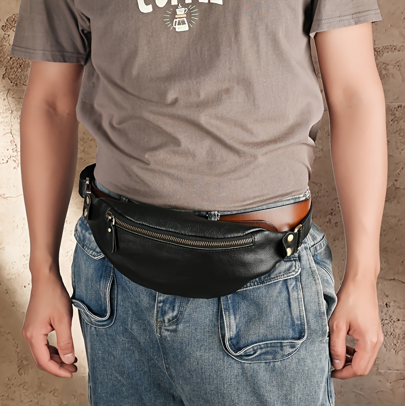3-in-1 PU Leather Waist Chest Crossbody Bag Men
