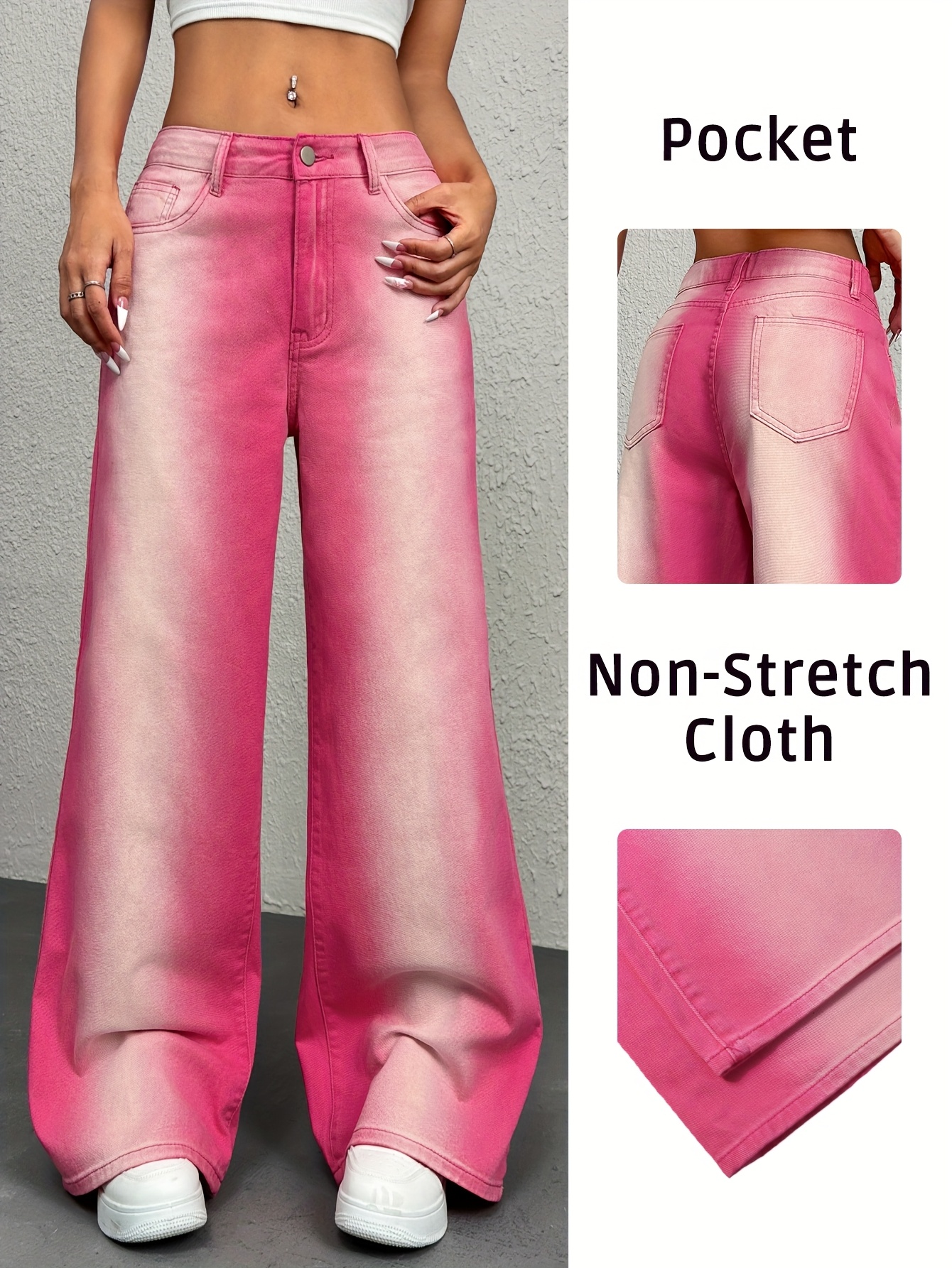 women's gradient pink to dusty rose straight leg jeans vintage