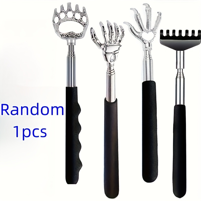 Image of 4 Styles Of Back Scratchers, Random 1 , 304 Stainless Steel Telescopic Handle, Metal Scratching Head, Sturdy And Durable, Compact And Portable For