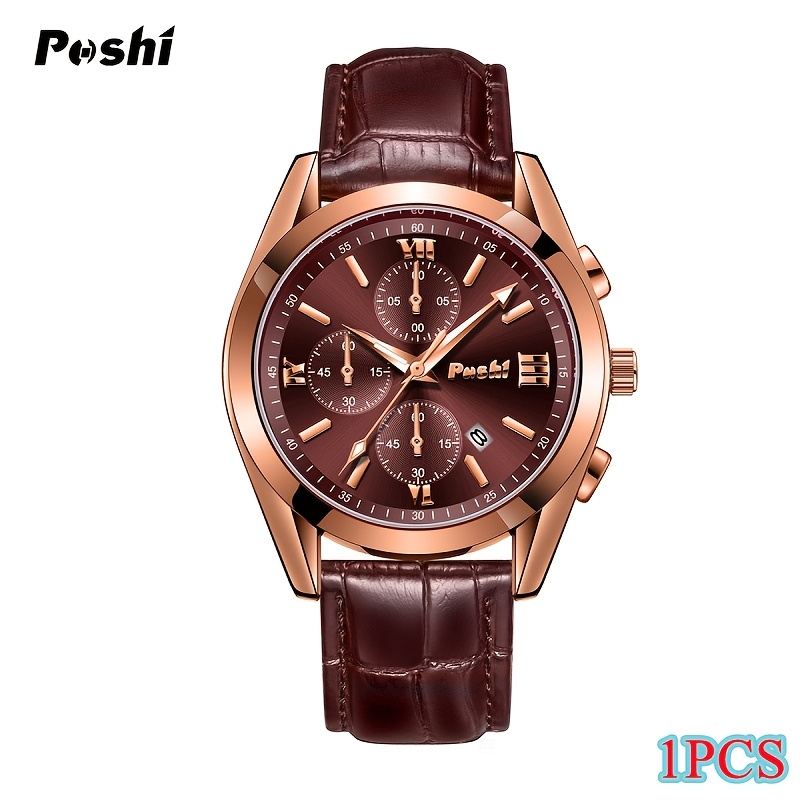Unisex Quartz Watch with PU Strap, Multifunctional Design