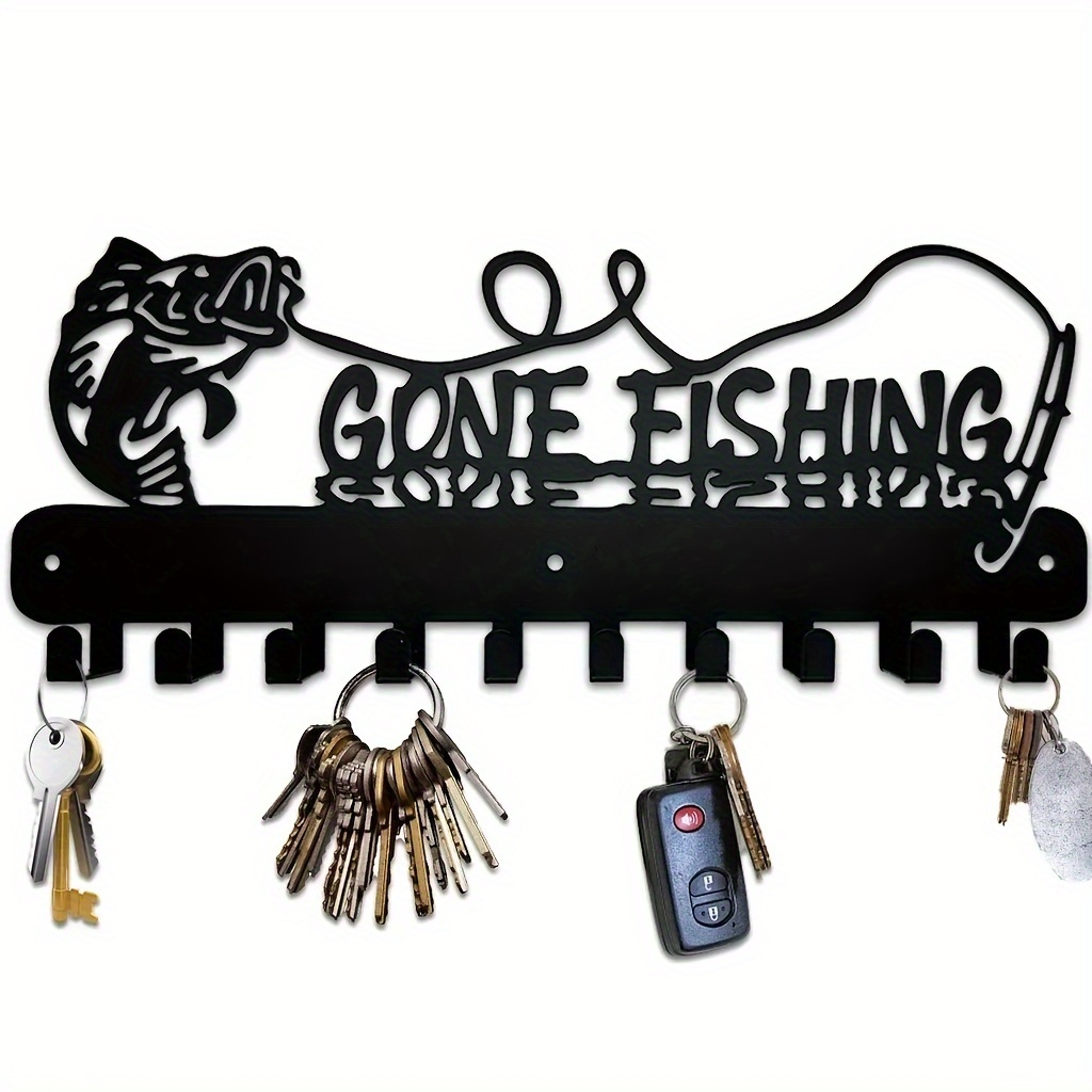 

1pc Metal Key Holder With Cute Fish Design, Art Deco Style Wall Hanging Key Storage Rack With Hooks, Space Saving Organizer For Bedroom, Bathroom, Kitchen - No Electricity Needed