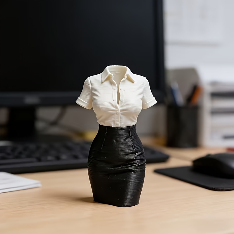 3d Printed Ol Bust Sculpture Figure - Professional Office Desk Decor With Simulated White Shirt And Leather Skirt, Relax Suitable For , Plastic Male/female Bust Statues For Or Corporate Decoration