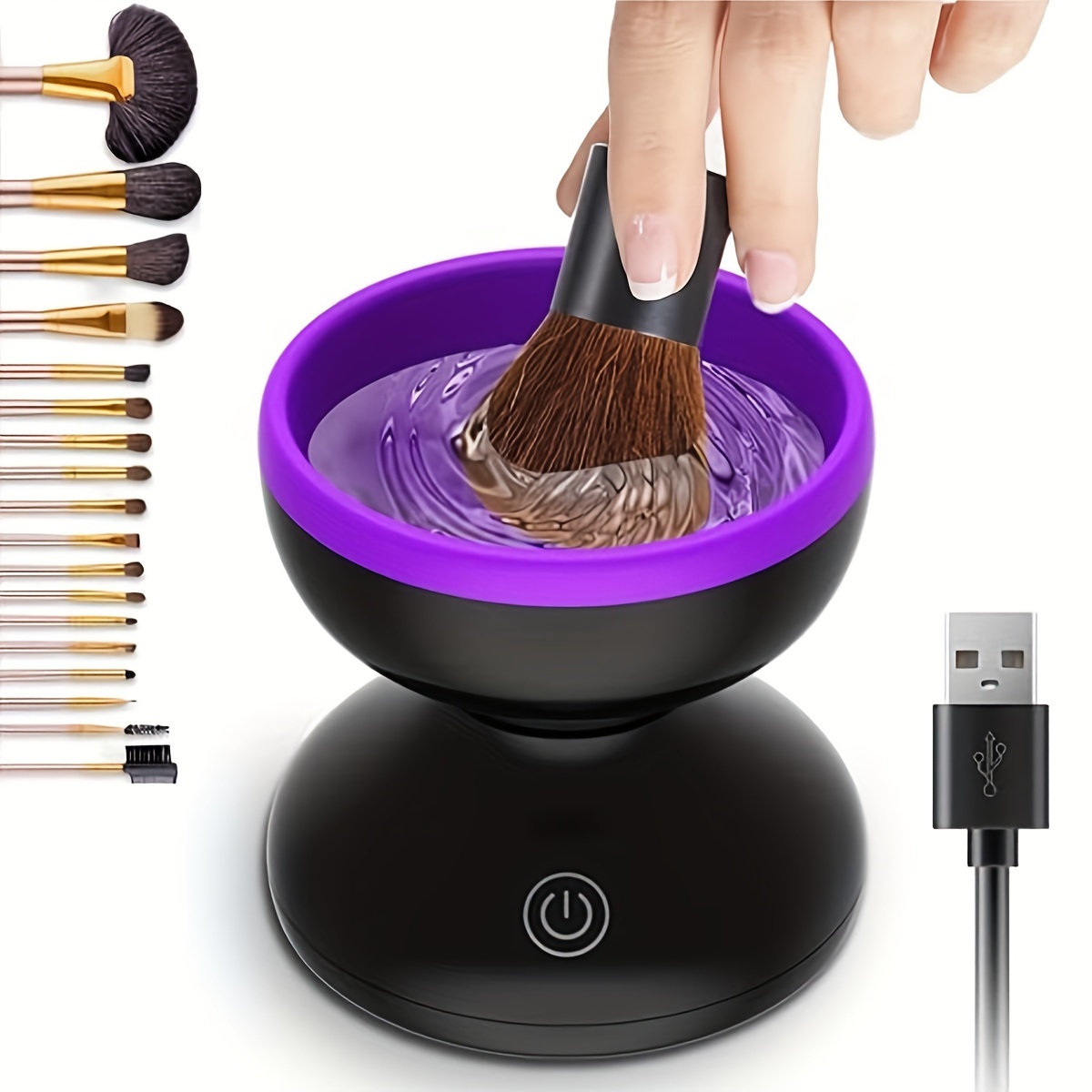 

Electric Makeup Brush Cleaner Machine Automatic Makeup Brush Cleaner Solution Portable Makeup Brush Cleaner Mat For Women Rechargeable With Usb Easy To Use