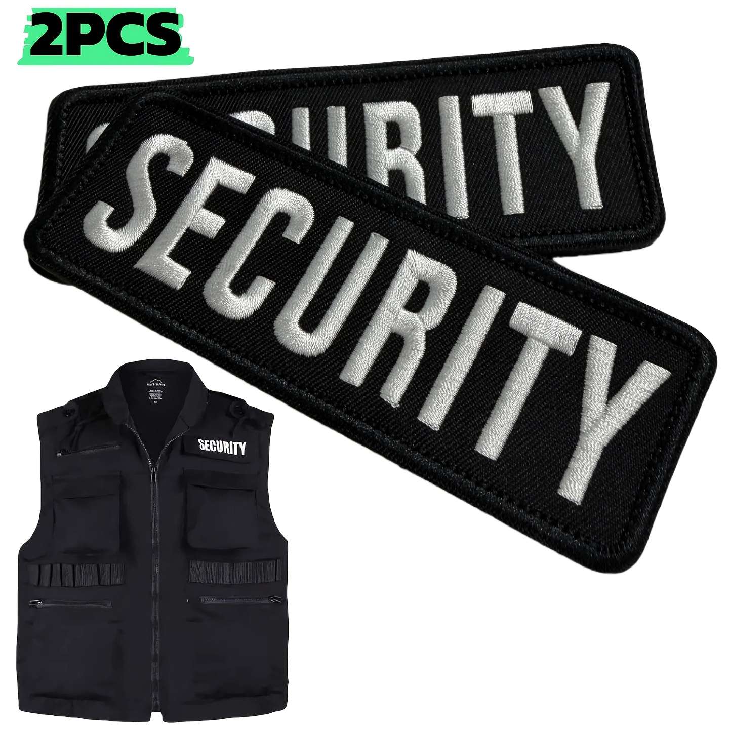 E-shop 2 Stk. Sicherheitsabzeichen bestickte Klett-Patches, bestickte Klett-Applikationen, geeignet für Rucksäcke, Westen, Jacken Hundegeschirr-Westen