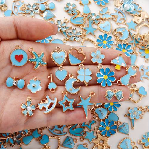 50pcs random style charms bulk wholesale assorted enamel pendants earring for bracelet necklace making craft supplies
