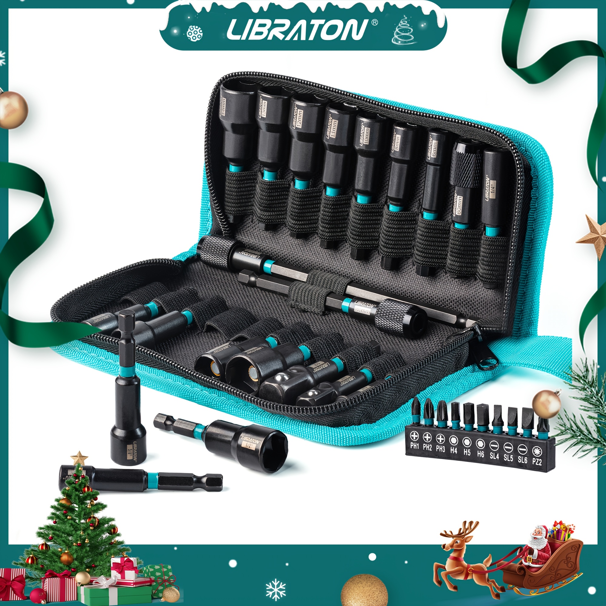 

Libraton 31pcs Magnetic Nut Driver Set Metric & Sae, Impact Drill Driver Bit Set 1/ 4", Screwdriver Bits, Impact Socket Adapters