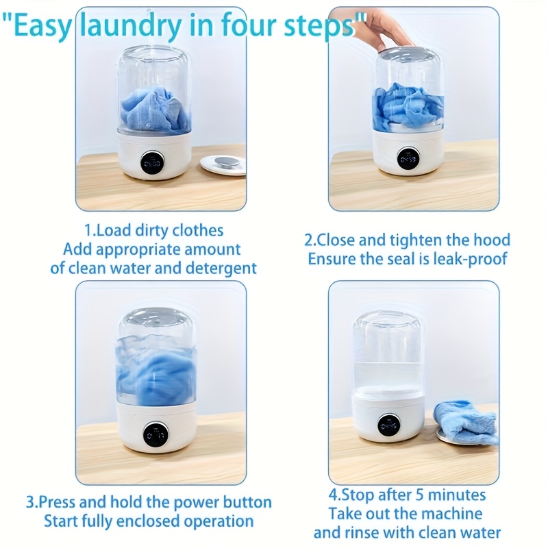 portable usb automatic washing machine no electricity required no assembly needed 4000mah long lasting battery 20 uses in 20 hours ideal for business   rv washing underwear and socks cleaner tools blender clothes cleaner details 8