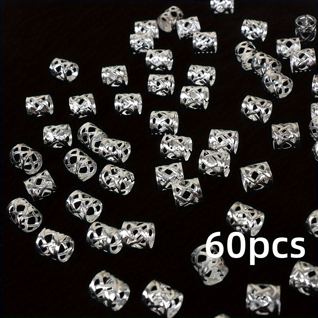 Image of 60pcs Stylish Dreadlocks Beads For Braids Hair Cuffs Hair Additions Loc Hair Jewelry For Braids For Women
