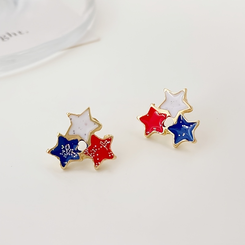 TEMU Pendientes de estrella de estilo moderno y minimalista para mujer, para usar en los días festivos del Día de la