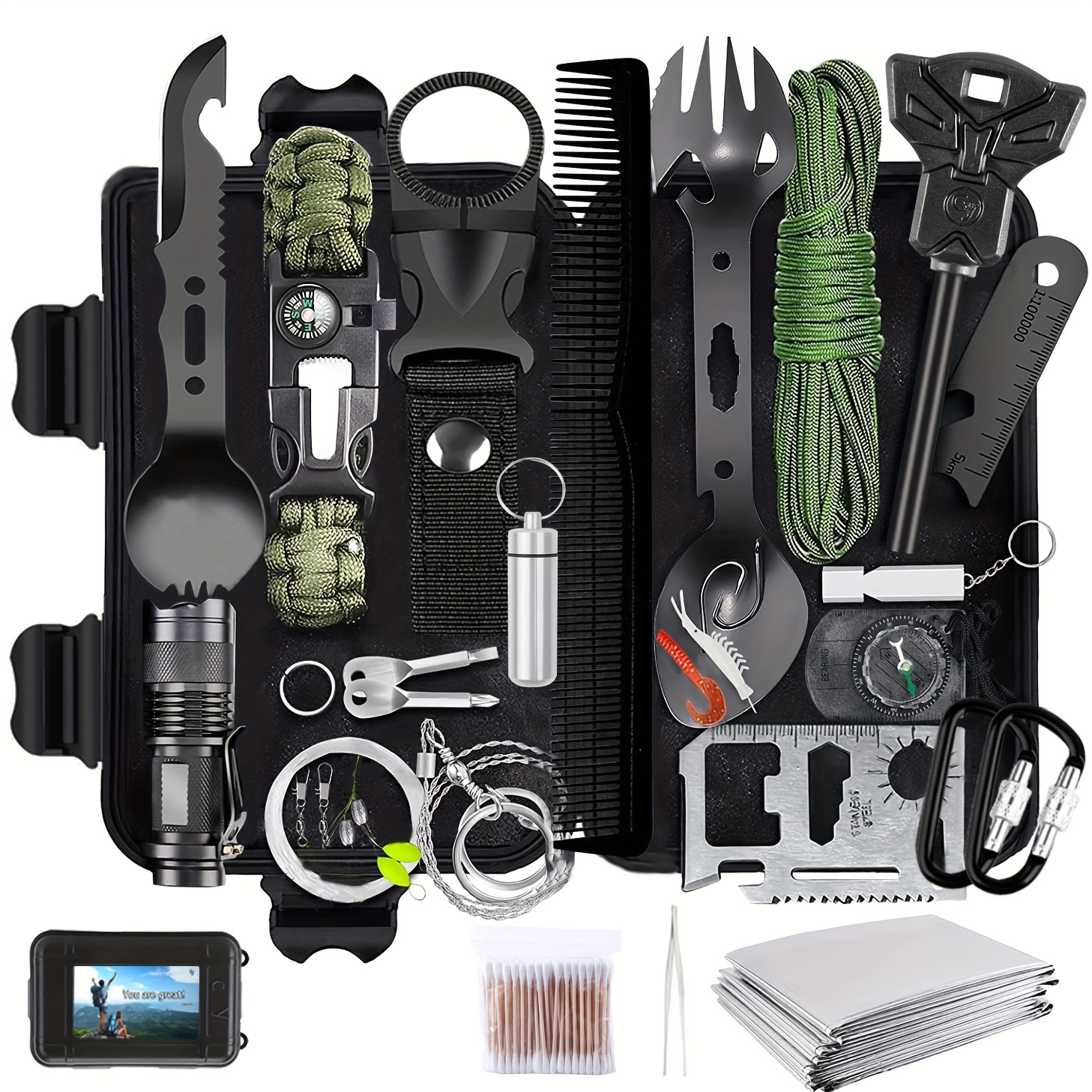Pocket 30: Ultimate Tiny Survival Pocket Kit Bundle / 30 in 1 Ultralight EDC Wilderness, Travel, Camping, Hiking, Car, First Aid, Tactical, Emergency
