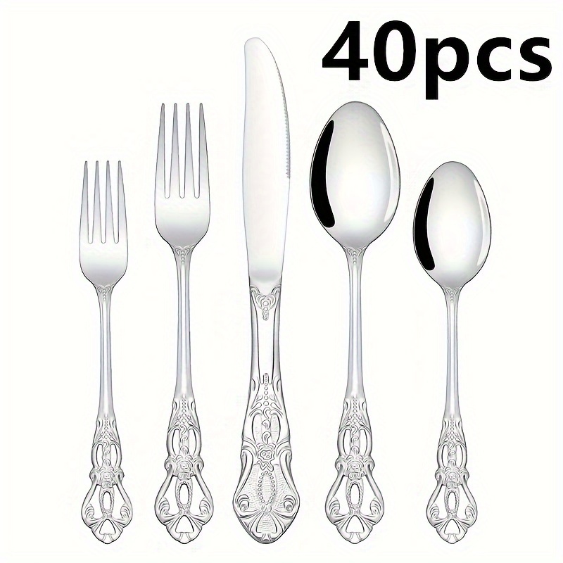 elegant svart retro rostfritt stål bestickset för 8 lyxiga - Temu Sweden