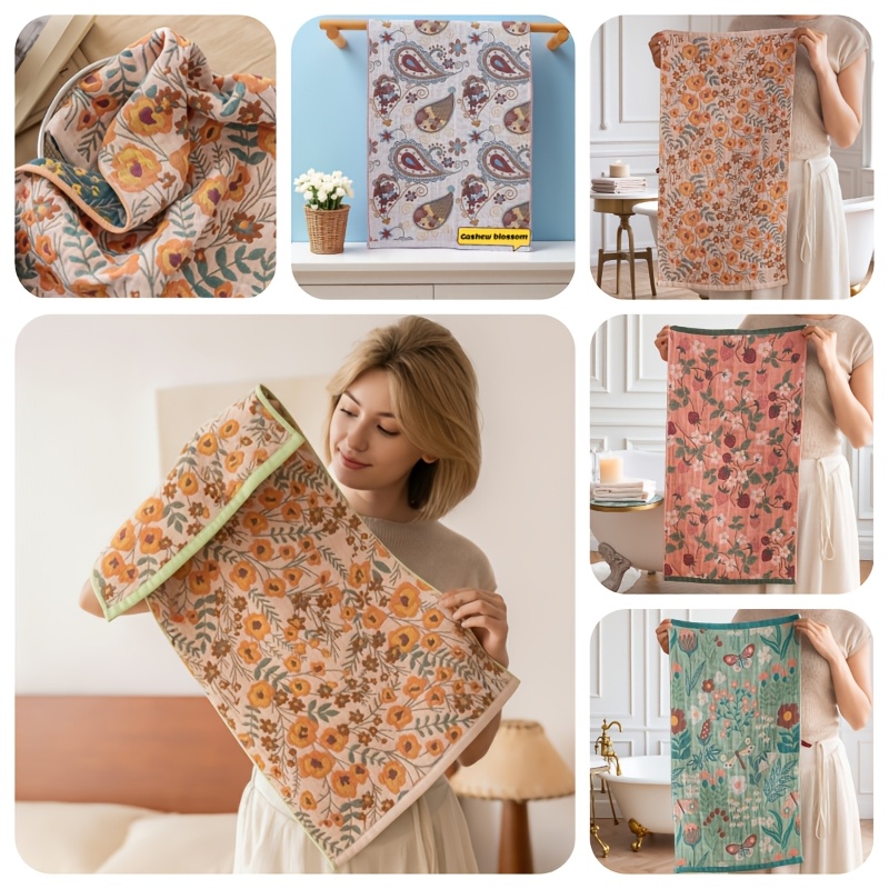 new four layer gauze household towel     thickened hand towel soft absorbent and quick drying fresh   style jacquard hand towel fingertip towel kitchen towel multi functional and durable towel