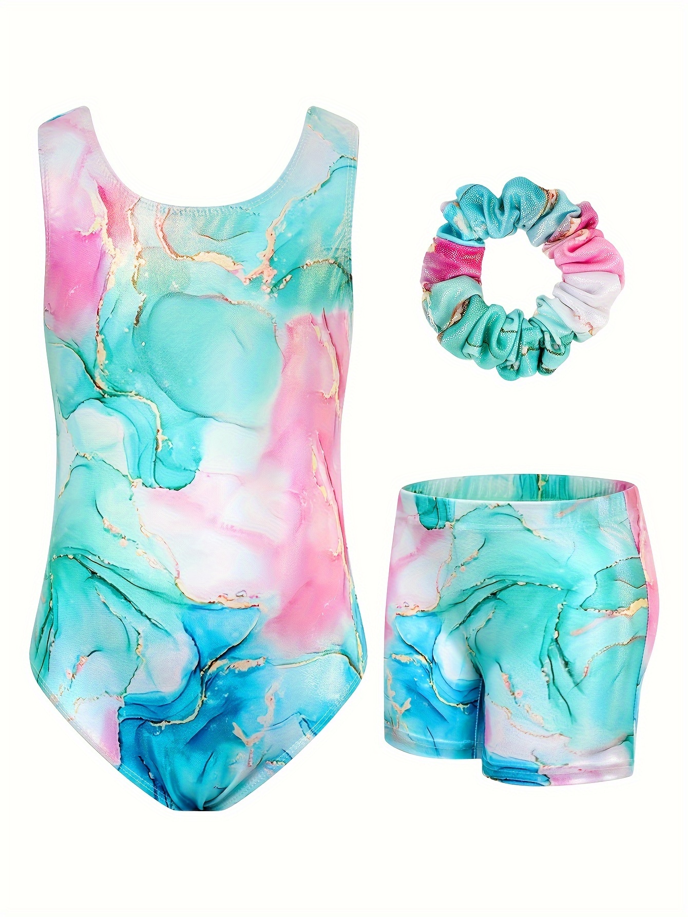 Justaucorps Gymnastique 3 Pièces Fille - Short Et Bandeau, 3-12 Ans, Motifs Papillons