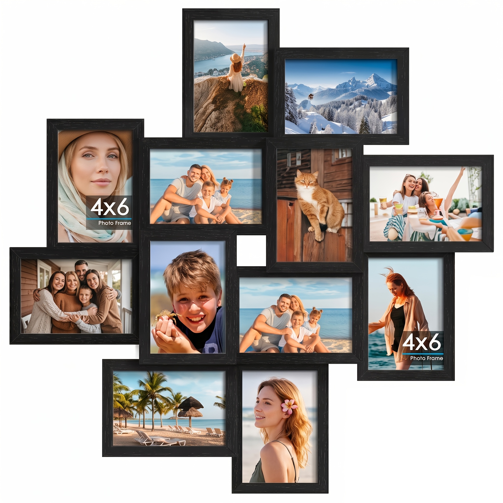 TEMU 12-pack Picture Collage Frames Wall Decor, 4x6 Photo Collage Frame, 3d Multi Picture Frame Set For Family, Wall-mounted