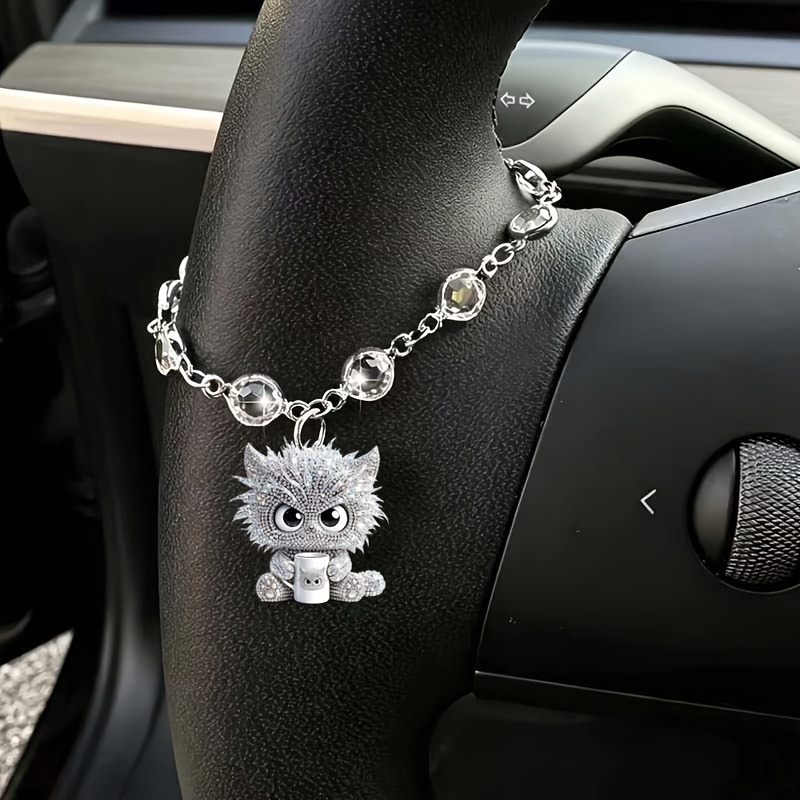 TEMU 1 pieza, Diseñada por Xiaomao, colgantes de coche, decoraciones para volante de coche, adornos para coche, , decoración interior y elegante,