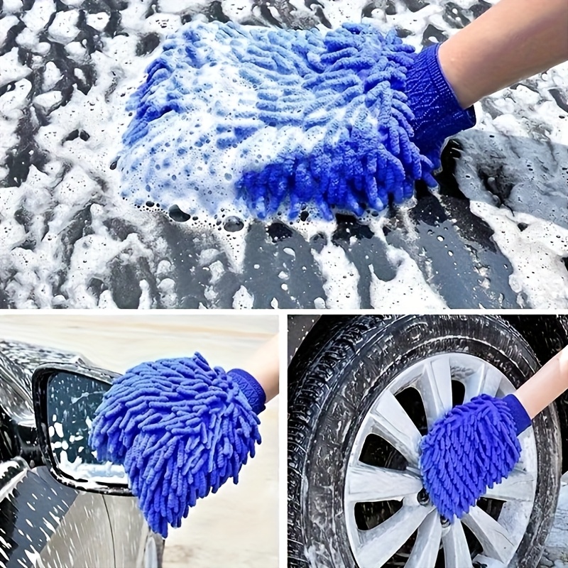 1pc Ultra-Soft Chenille Car Wash Glove - Double-Sided Plush Microfiber for Auto Detailing and Cleaning, Car Wash Accessory