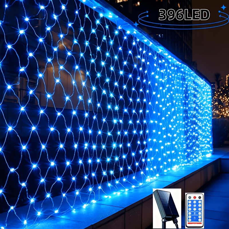 TEMU 2pcs Set Of Mesh Outdoor Light Strips, Outdoor Solar Led Lights, 8 Transparent String Lights, Ip65 Waterproof, With Remote Control, Suitable For