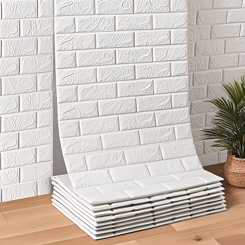 E-shop Selbstklebender 3D-Ziegelmauer-Aufkleber - Mattes Finish, Wiederverwendbare Vinyl-Schaumtapete für Schlafzimmerdekoration