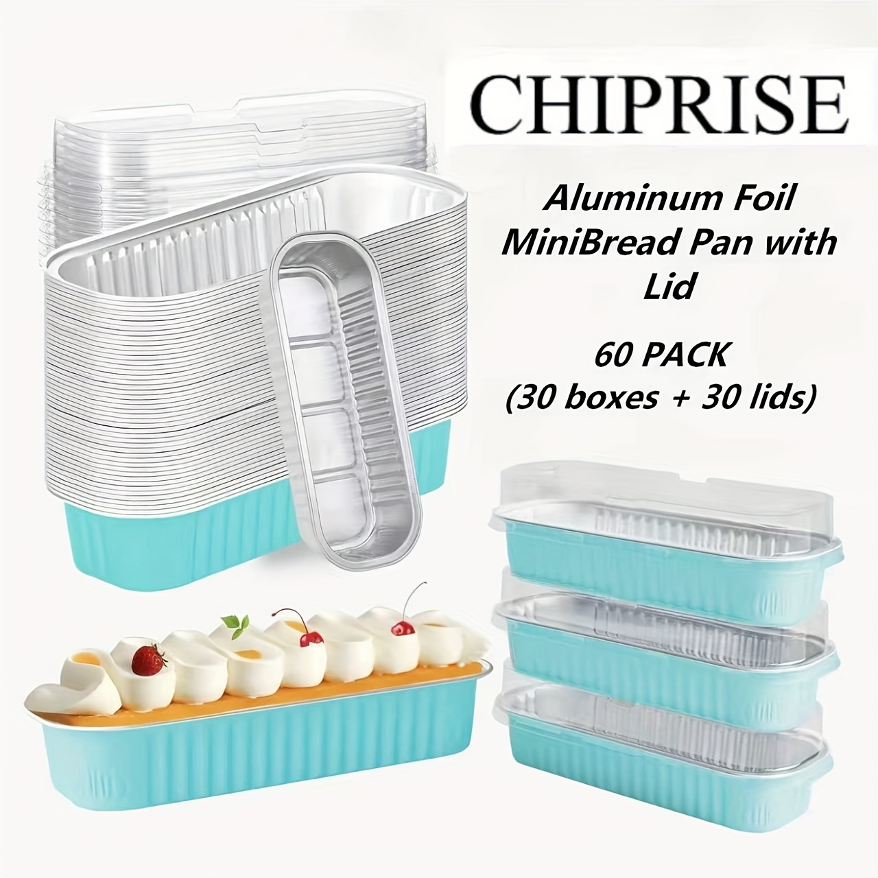 TEMU 60 Pack ( & 30 Lids) Mini Cake Pans & Loaf Pans - Rectangular Foil Baking Cups, For , Muffins, Dessert Parties, Halloween, Christmas, And