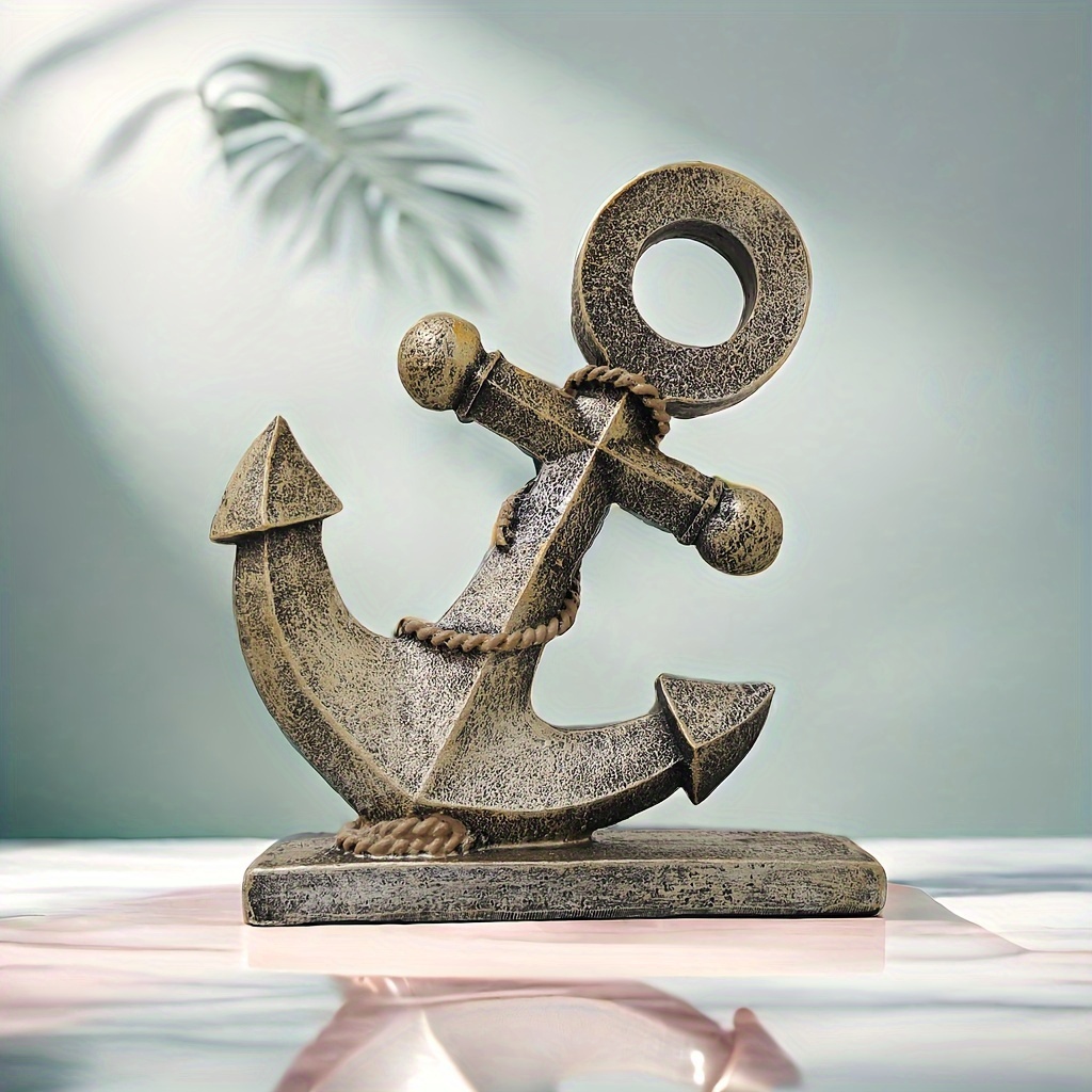 

1pc Rustic Resin Anchor Sculpture, Nautical Vintage Decor, Perfect Gift For Sailors & Maritime Enthusiasts, Home Living Room, Office Desk Decor