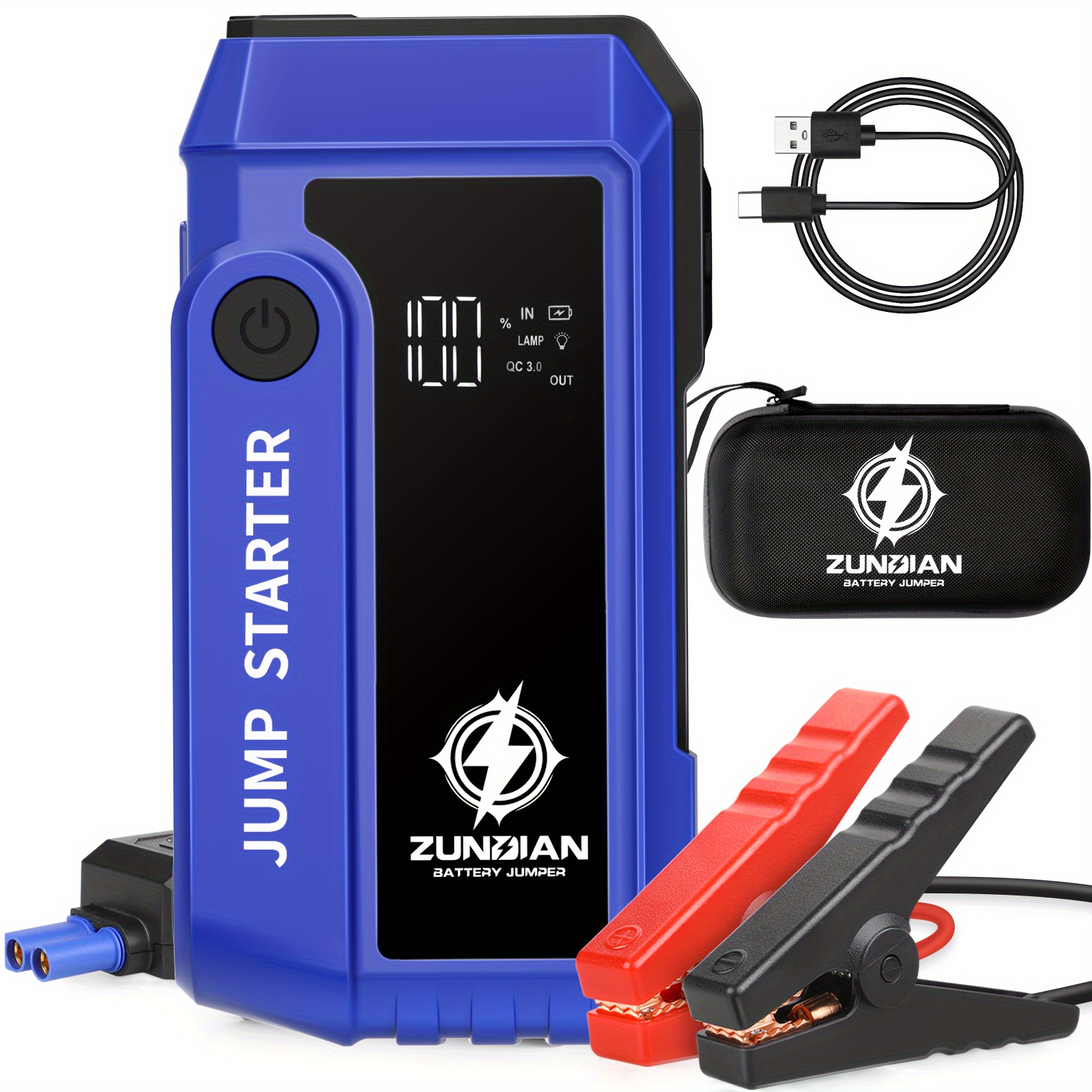 

Portable , 3000a Car Battery Pack Battery Booster For 6.0l Gas Or 3.0l Engines Vehicles 12v Car Battery Charger Power Bank Usb Qc3.0, And Led Flashlight