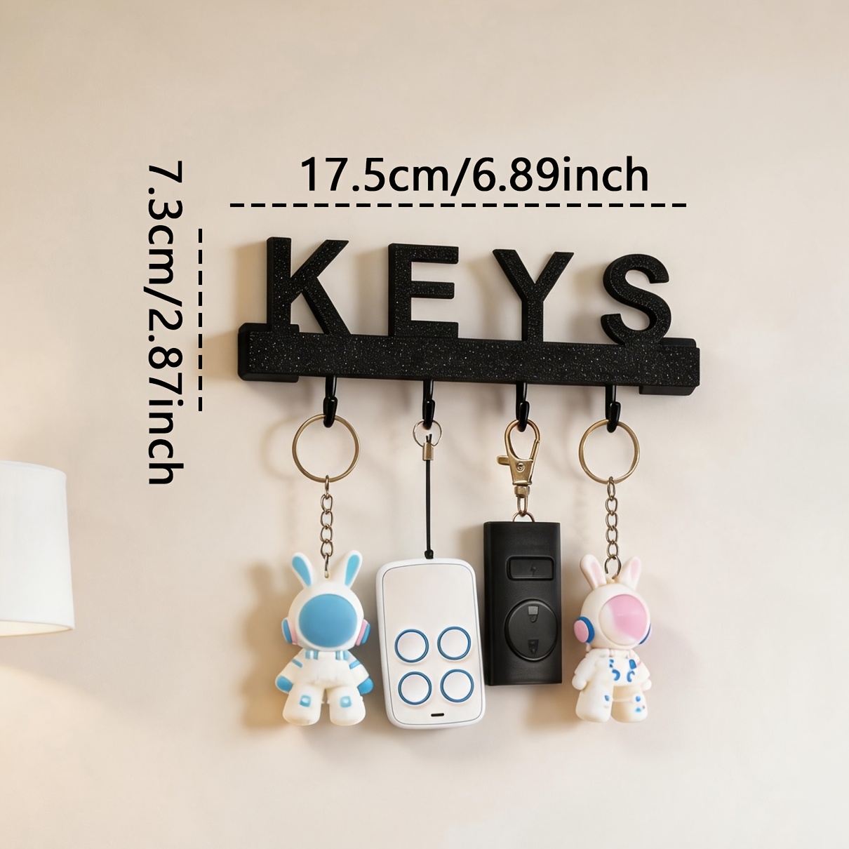 Wall-Mounted Key Rack with Entryway Shelf and Hooks