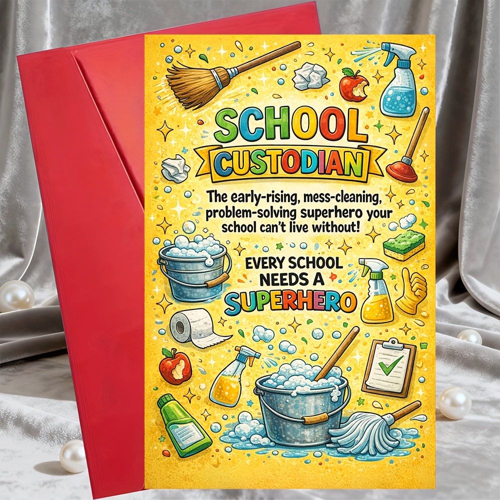 TEMU A Thank You Card For School Featuring A Superhero Theme, Perfect For Expressing Appreciation To Janitorial Staff, Teachers, And Administrators